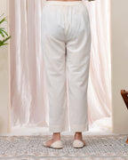 Vaasva Women Natural Cotton Flax Solid Straight Pants | Grocsy