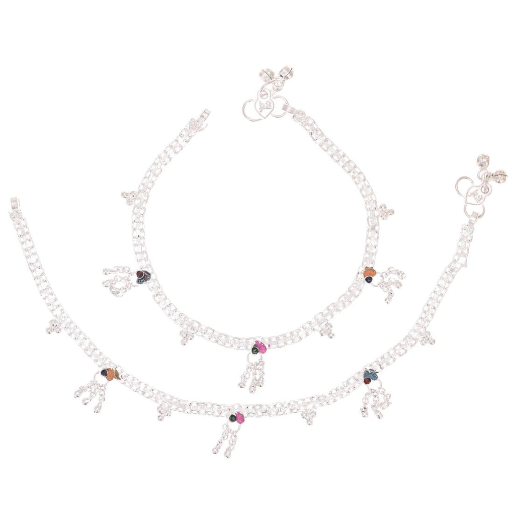 AanyaCentric Silver Plated Traditional Anklets Payal - Classic and Stylish for Women and Girls | Grocsy