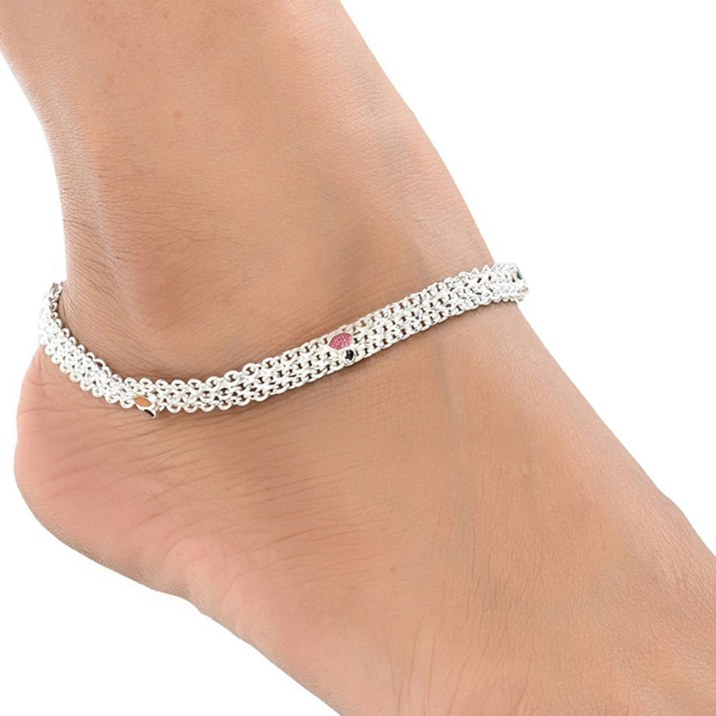 AanyaCentric Silver Plated Traditional Anklets Payal - Classic and Stylish for Women and Girls | Grocsy