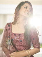 Myra Rust Orange Heavy Embroidered Designer Lehenga | Grocsy