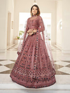 Myra Rust Orange Heavy Embroidered Designer Lehenga | Grocsy