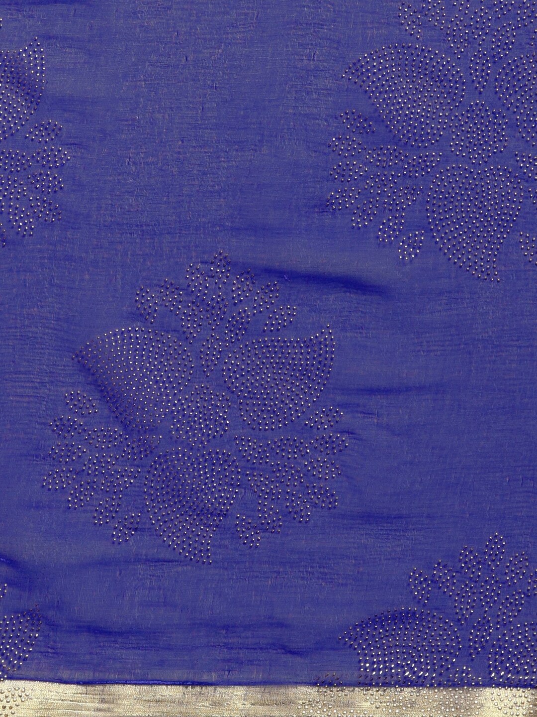 Saree Mall Blue & Gold-Toned Ethnic Motifs Sarees | Grocsy