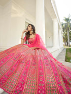 Myra Deep Pink Heavy Embroidered Designer Lehenga | Grocsy