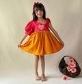 ArthLife Raspberry Pink And Orange Partywear Dress | Grocsy