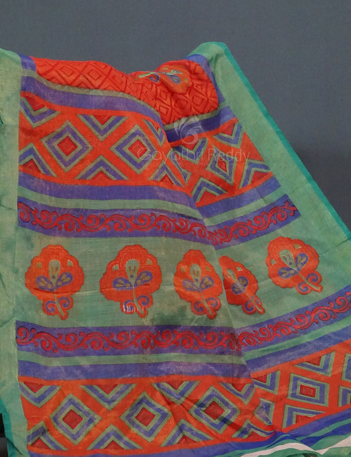 Orange Colour With Pista Green Blouse Cotton Brasso Saree By Gayathri Reddy Designer Studio | Grocsy