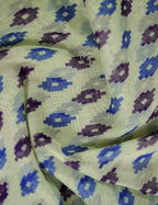 Shades of Cream And Ink Blue Colour Blouse Patola Print Semi Chanderi Saree By Gayathri Reddy Designer Studio | Grocsy