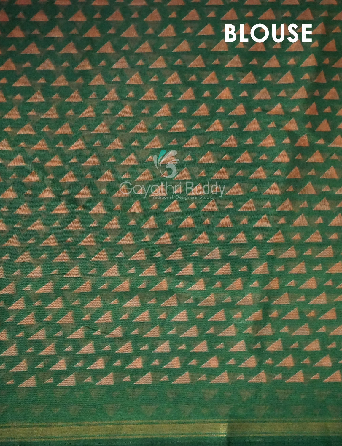 Shades of Dark Mehndi With Leaf Green Blouse Creeper Design Semi Chanderi Saree By Gayathri Reddy Designer Studio | Grocsy