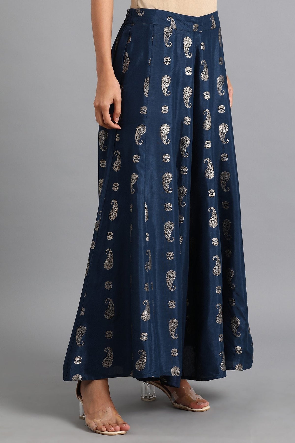 W for Woman Blue Printed Culottes | Grocsy