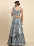 Jyoti Fashion Classy Grey Faux Georgette 3MM & 7MM Sequins Embroidery Lehenga Choli with Dupatta | Grocsy