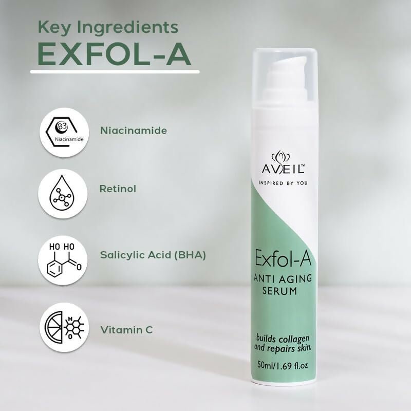 Aveil Exfol-A Anti Aging Face Serum - Renews & Repairs Skin Overnight | Grocsy