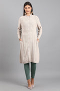 W for Woman Grey Open Front Jacket | Grocsy
