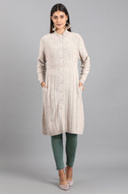 W for Woman Grey Open Front Jacket | Grocsy