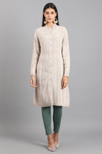W for Woman Grey Open Front Jacket | Grocsy
