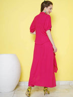 Women Republic Pink Rayon Indoester Set | Grocsy