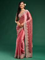 kasee Floral Embroidered Silk Blend Saree | Grocsy