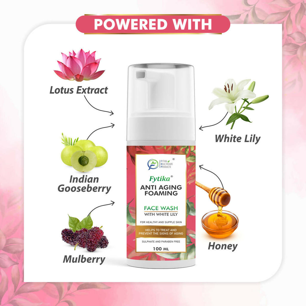 Fytika Anti Aging Foaming Face Wash with White lily | Grocsy