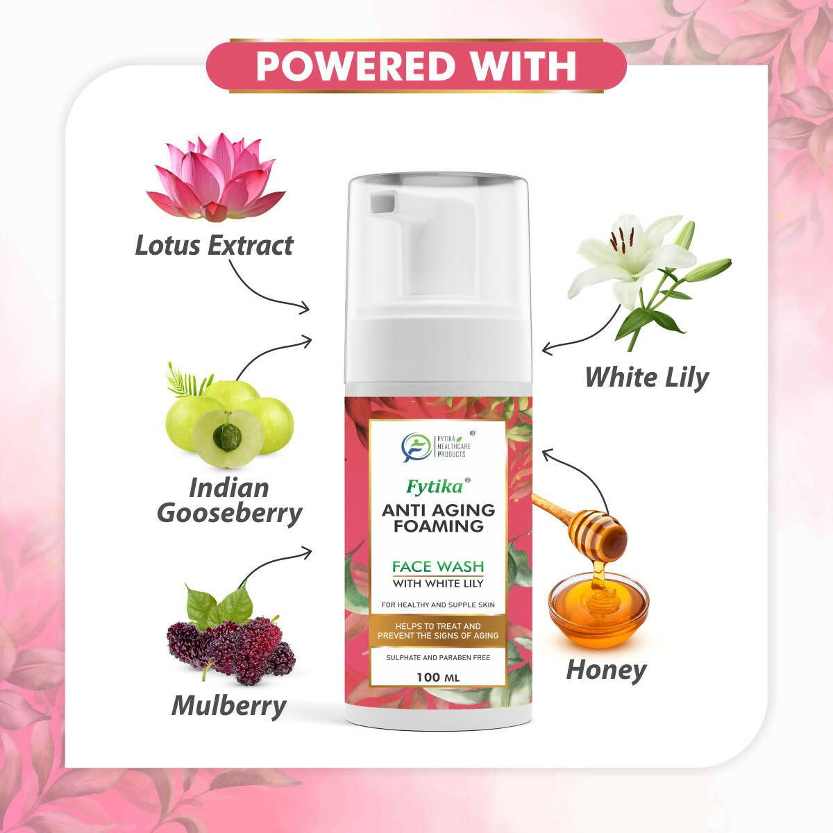 Fytika Anti Aging Foaming Face Wash with White lily | Grocsy