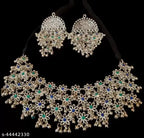 Tehzeeb Creations Women's Silver Colour Oxidised Necklace And Earring With Multi Beads | Grocsy