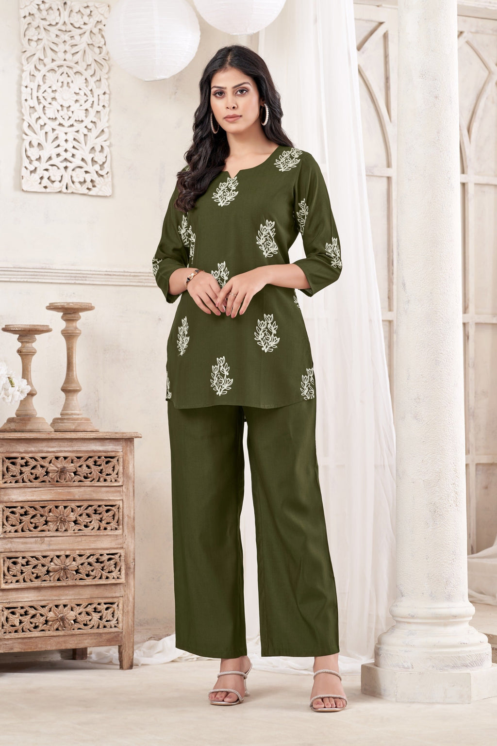Anaita Butta Green Stylish Readymade Co-Ords Set | Grocsy