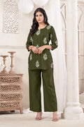 Anaita Butta Green Stylish Readymade Co-Ords Set | Grocsy