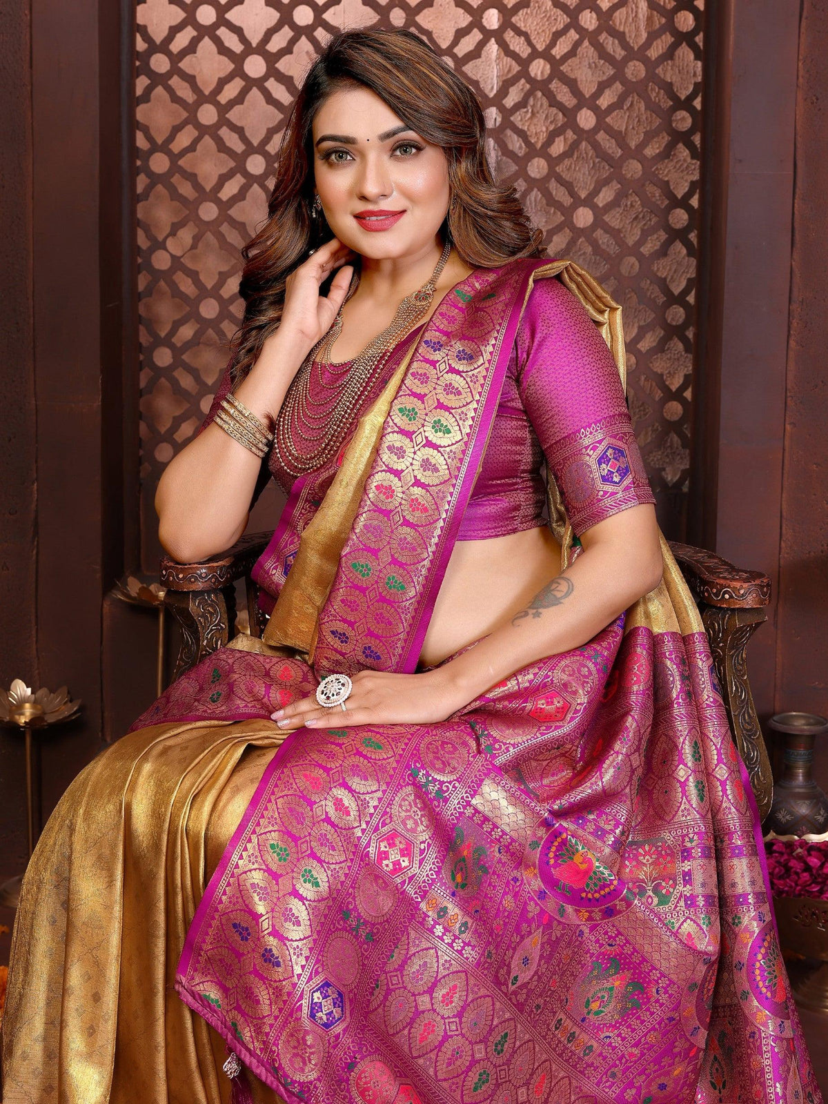 Anaita Banarasi Tissue Silk Saree | Grocsy