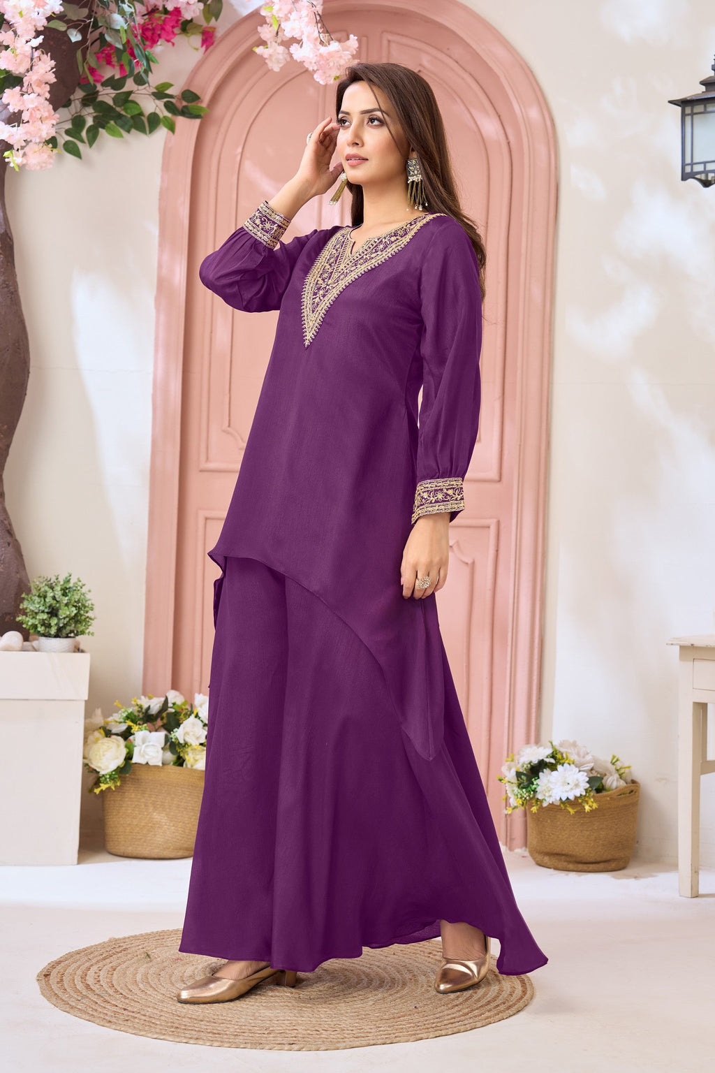 Anaita Purple Readymade Suit with Coding Work | Grocsy