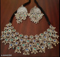 Tehzeeb Creations Women's Silver Colour Oxidised Necklace And Earring With Multi Beads | Grocsy