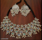 Tehzeeb Creations Women's Silver Colour Oxidised Necklace And Earring With Multi Beads | Grocsy