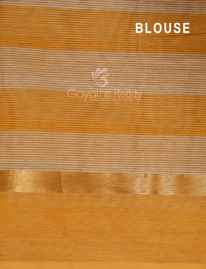 Cream And Orange Coloured With Checks Pure Mangalgiri Cotton Saree By Gayathri Reddy Designer Studio | Grocsy