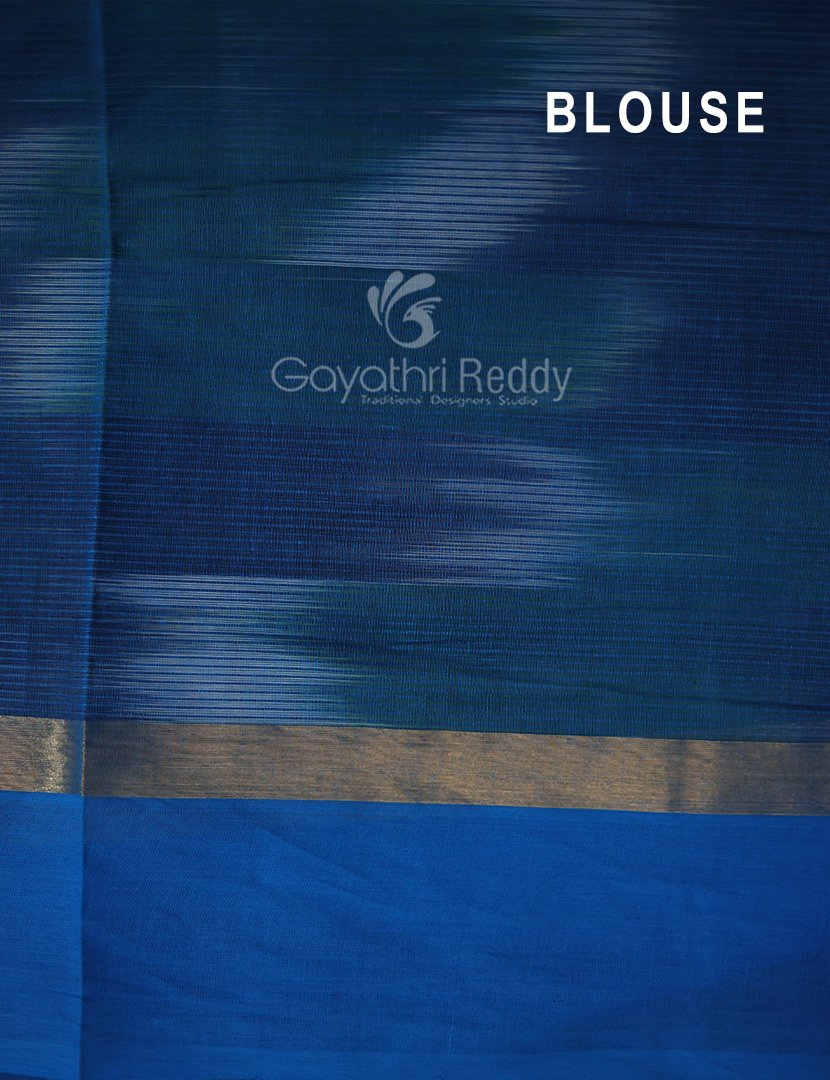 Dual Shades of Black And Bottle Green Mangalagiri Ikkat Cotton Saree By Gayathri Reddy Designer Studio | Grocsy