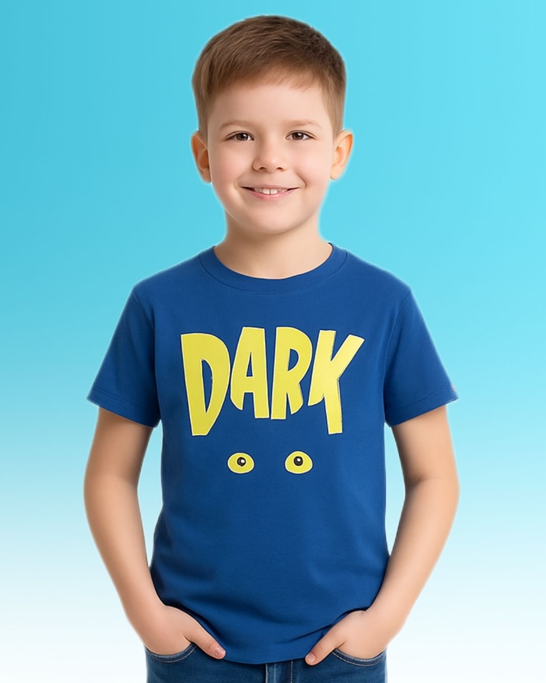 Chilins Round Neck Printed Super Combed Cotton T-shirt Color- Blue | Grocsy