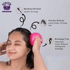 Scalppie Silicon Hair Scalp Massager & Shampoo Brush Scrub For Hair Growth & Anti Dandruff - Pink | Grocsy