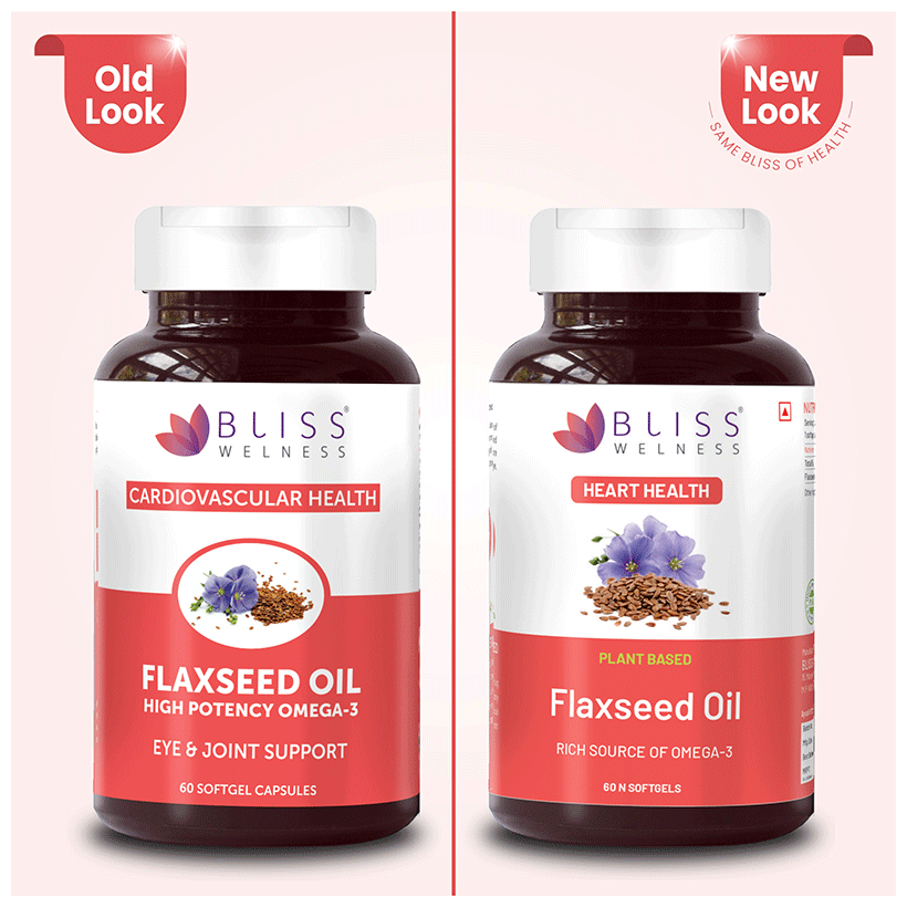 Bliss Welness Flaxseed Oil High Potency Omega-3 Softgel Capsule | Grocsy