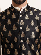 Sojanya Band Collar Straight Kurta & Churidar with Nehru jacket | Grocsy