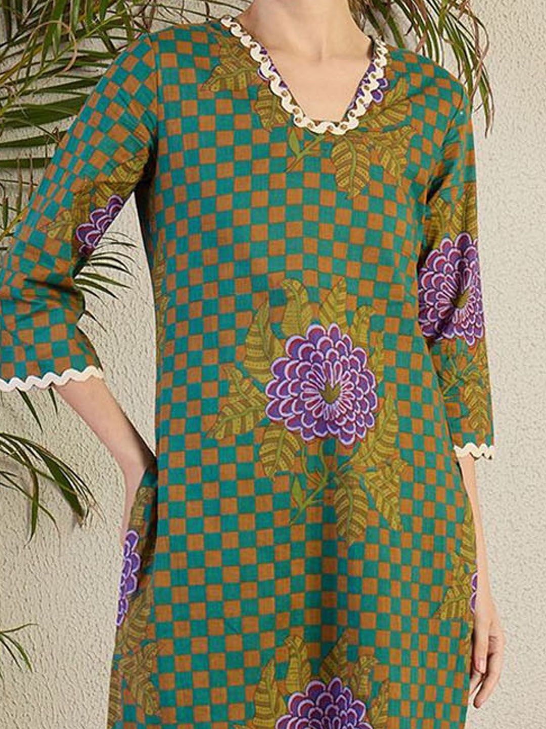 Indo Era Women Floral Printed Regular Beads and Stones Kurta with Trousers & With Dupatta | Grocsy