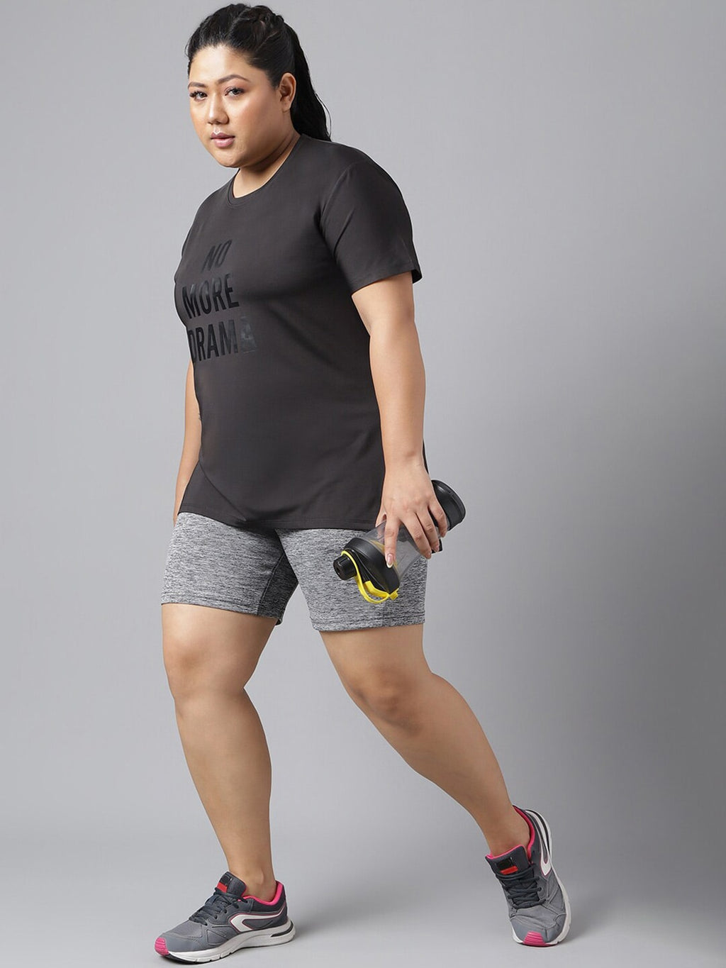 MKH Plus Size Typography Printed Dri-FIT Relaxed Fit Drop-Shoulder Sleeves Gym T-shirt | Grocsy