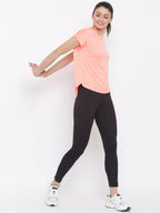 MKH Women Orange Dri-FIT Sports T-shirt | Grocsy