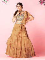 Myra Orange Art Silk Designer Lehenga | Grocsy