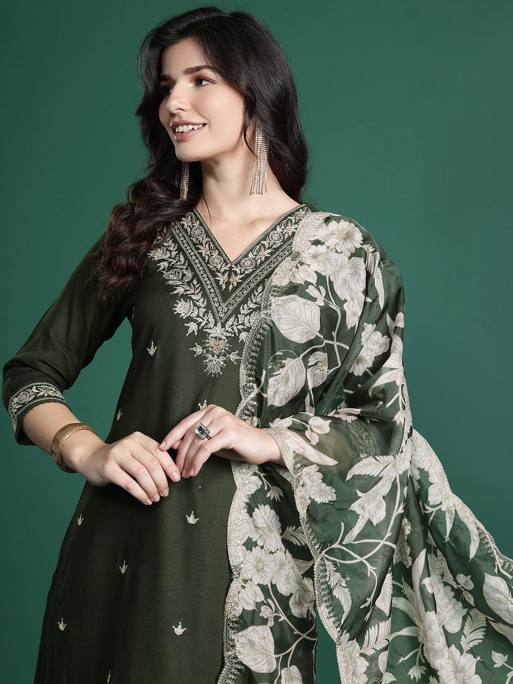 Indo Era Ethnic Motifs Embroidered Thread Work Kurta with Salwar & With Dupatta | Grocsy