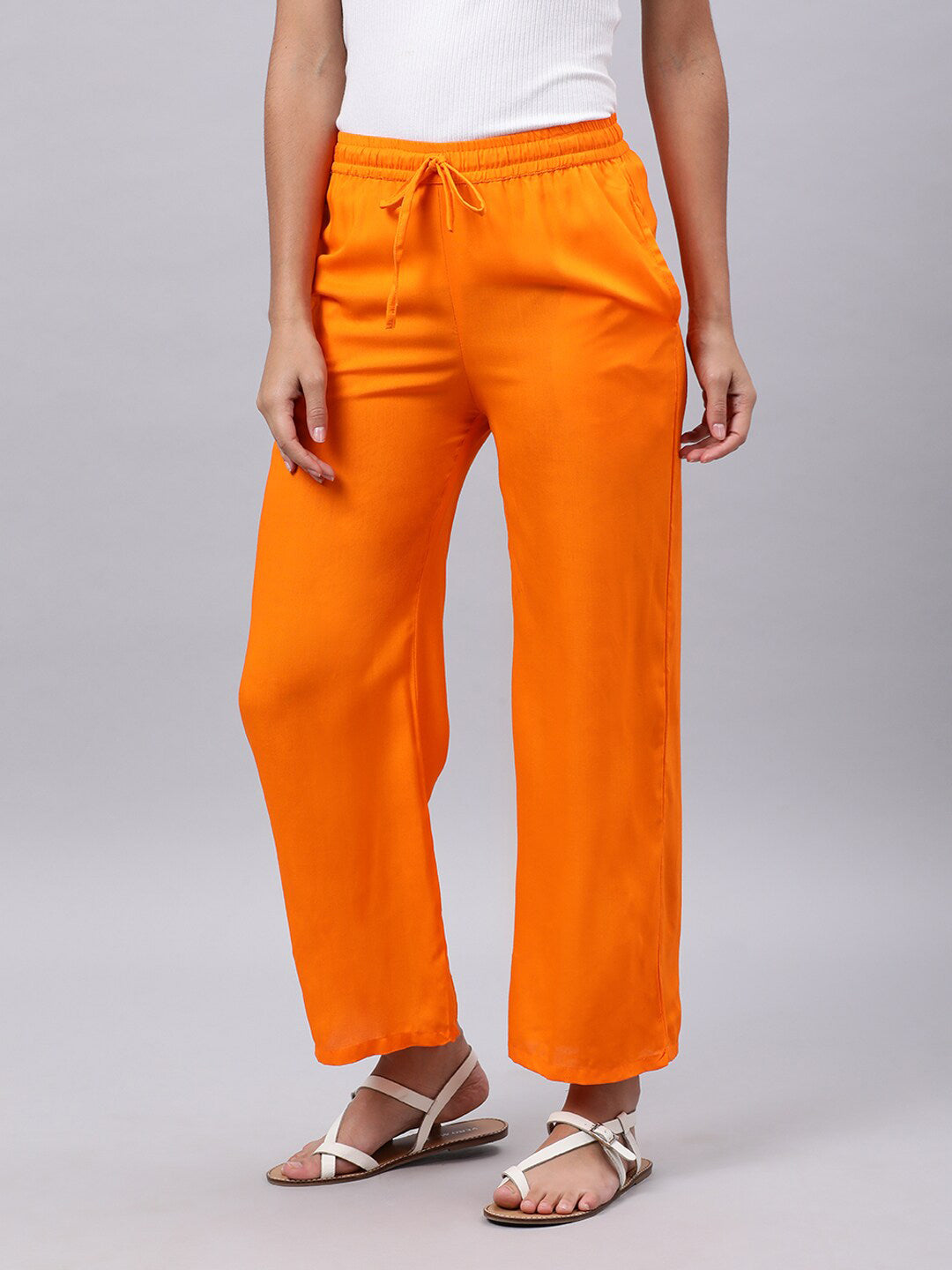 Souchii Women Orange Trousers | Grocsy