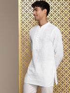 House of Pataudi Ethnic Motifs Embroidered Thread Work Pure Cotton Jashn Kurta | Grocsy
