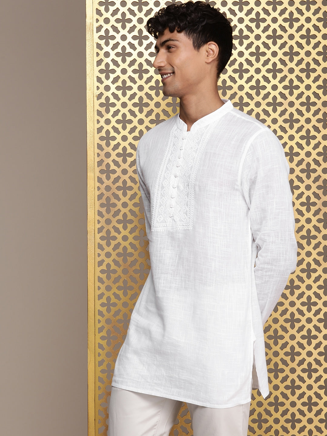 House of Pataudi Ethnic Motifs Embroidered Thread Work Pure Cotton Jashn Kurta | Grocsy