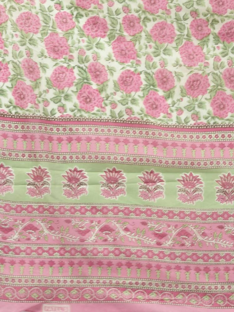 Yufta Women Pink Floral Print Aari Work Pure Cotton Kurta with Palazzo and Dupatta | Grocsy