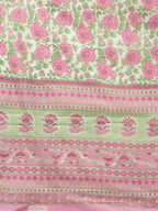 Yufta Women Pink Floral Print Aari Work Pure Cotton Kurta with Palazzo and Dupatta | Grocsy