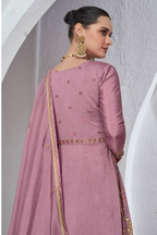 Lorenvalley Fashion Pink Viscose Silk Embroidery Work Gown Skirt Stitched | Grocsy