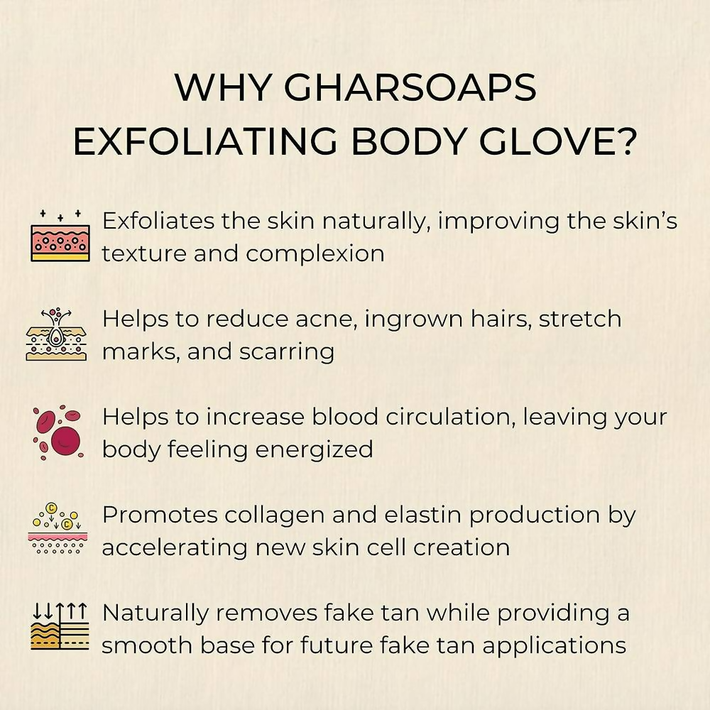 Ghar Soaps Exfoliating Glove For Body Scrub For Dead Skin | Grocsy