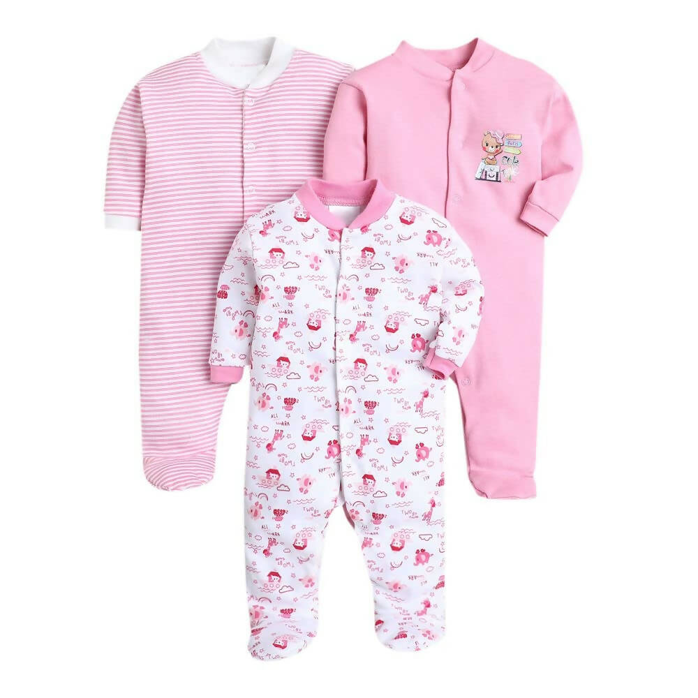 Daddy - G Rompers/Sleepsuits/Jumpsuit /Night Suits for New Born Babies - Pink | Grocsy