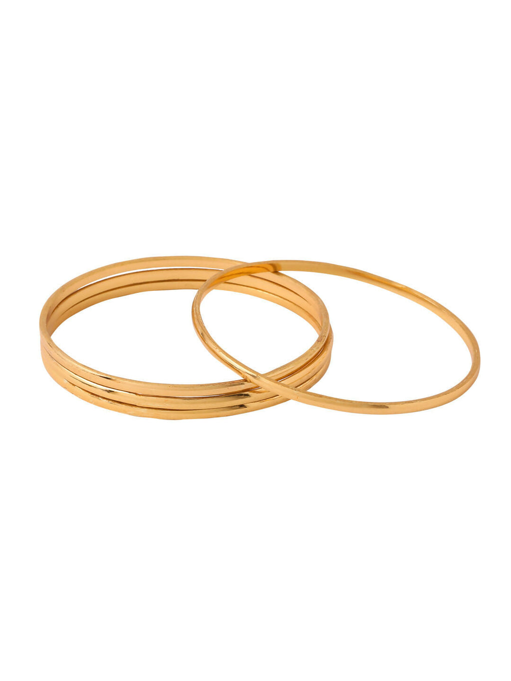 NVR Women's Set of 4 Gold-Polished Traditional Daily Use Bangles | Grocsy
