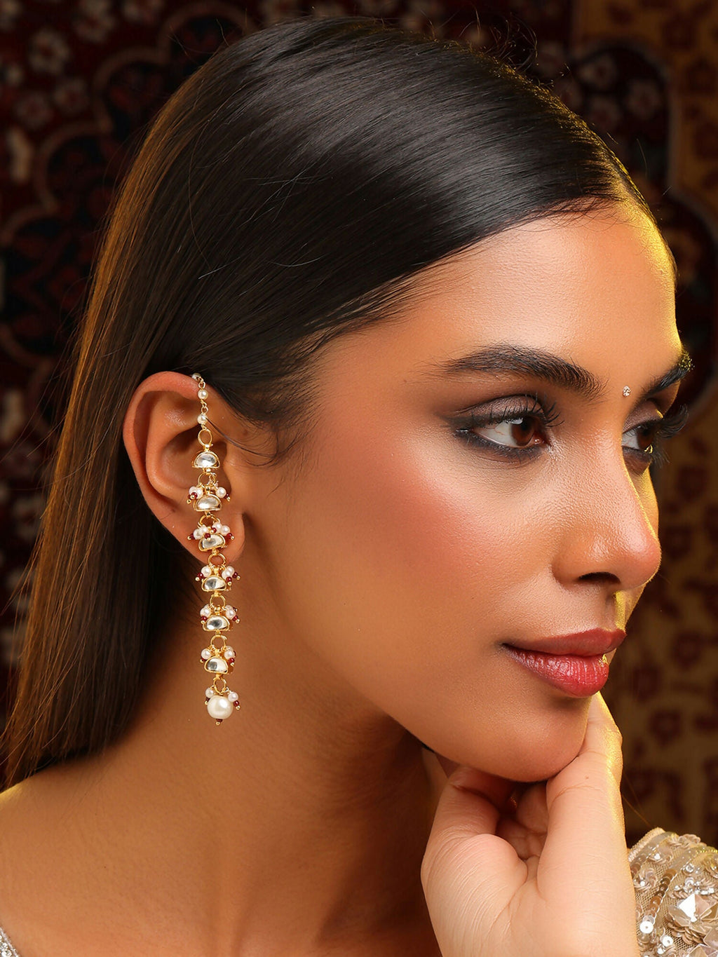 Ruby Raang Rose Mist Pearl Earrings | Grocsy