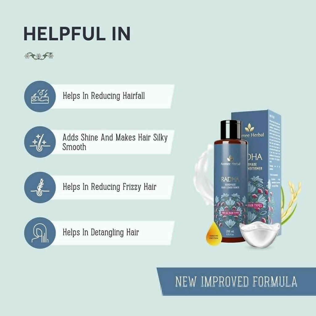 Avimee Herbal Radha Hair Conditioner For All Hair Type With Keratin Protein, Rice Protein, Apple Cider Vinegar & Aloe Vera, Makes Hair Silky Smooth | Grocsy